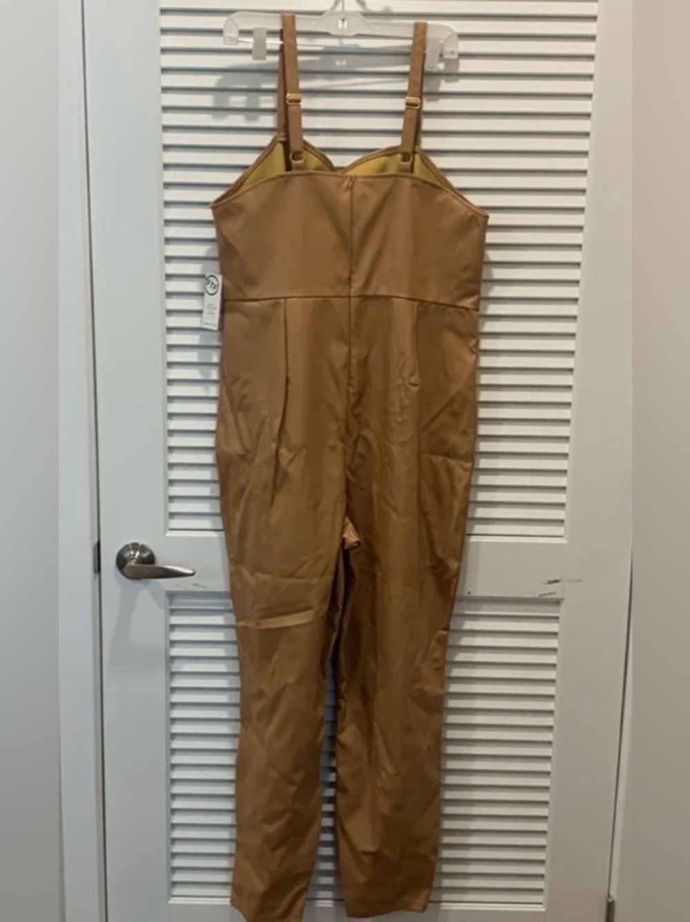 Women’s Camel Utility Jumpsuit with Adjustable Straps